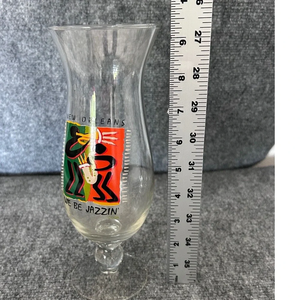 Vintage New Orleans We Be Jazzin Hurricane Glass Souvenir Cocktail Stemware 8in